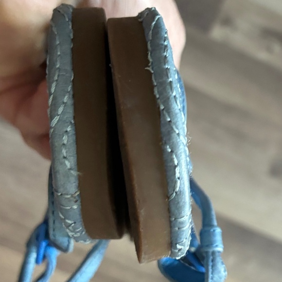 Tory Burch Emmy Stitched Thong Sandal Ocean Breeze Light Blue Leather - Picture 2 of 9